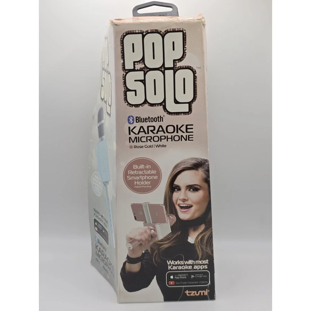Pop Solo Bluetooth Karaoke Microphone & Speaker Rosegold Color Smartphone Holder